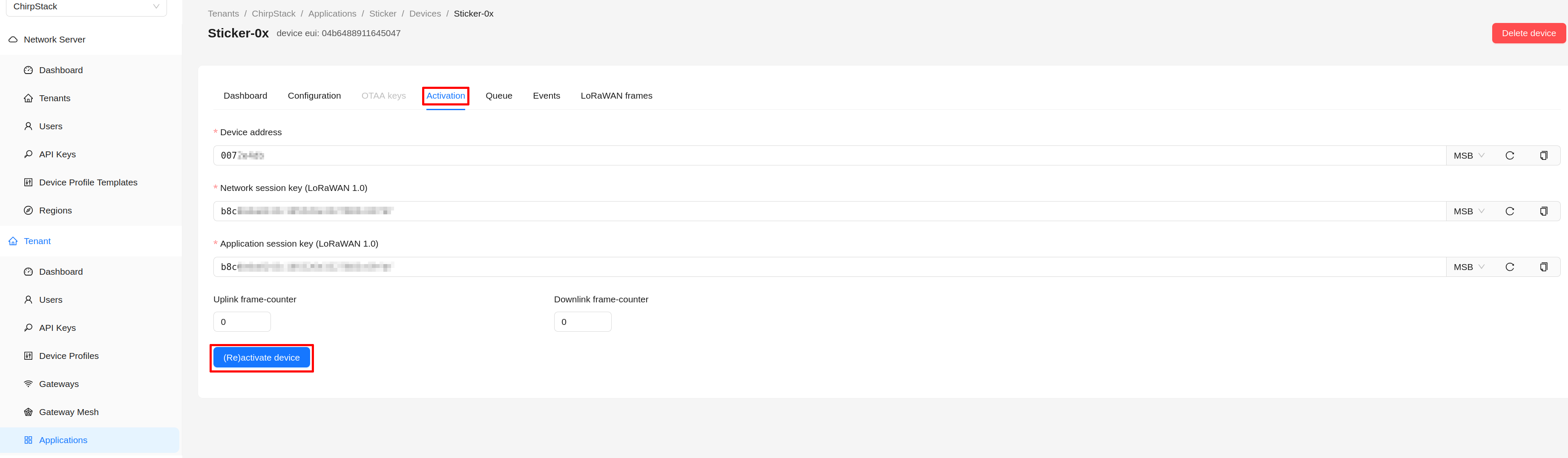 Chirpstack add ABP keys