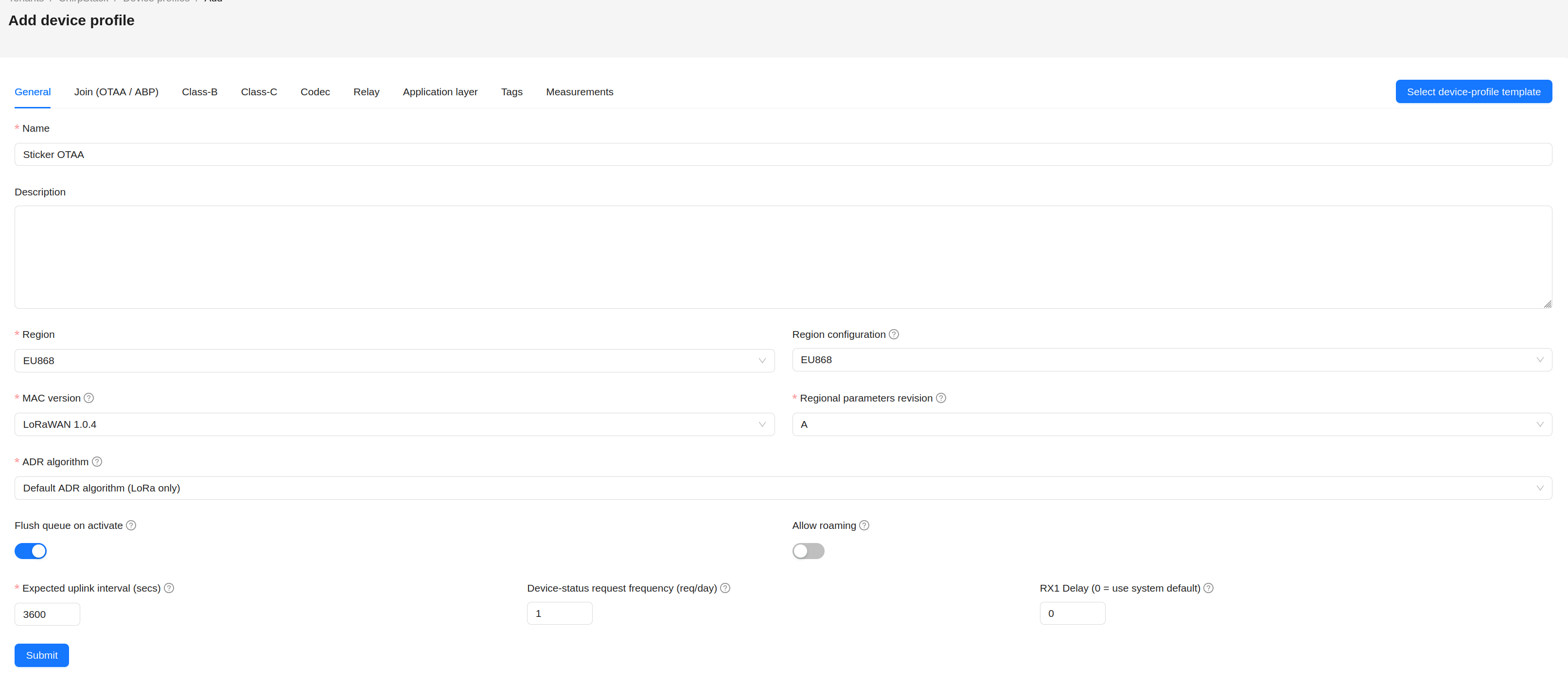 Chirpstack profile general
