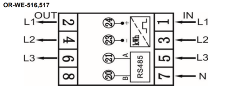 ORNO Energy Analyzer - OR-WE-516 - Connection Diagram 